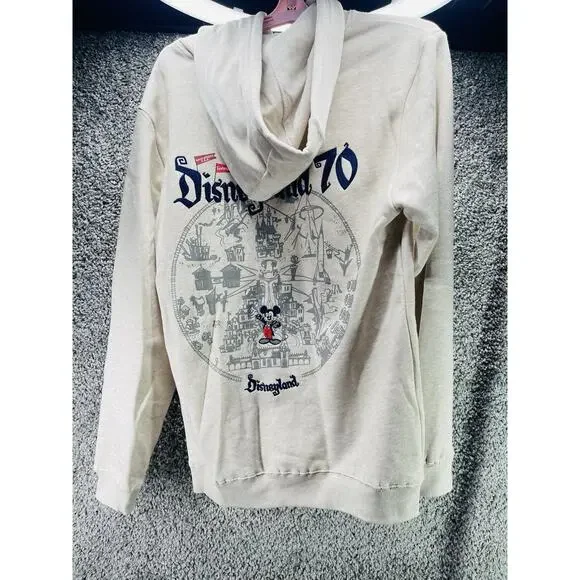 Disneyland 70th Anniversary Celebration Tan Map Pull Over Hoodie Small 2025 New